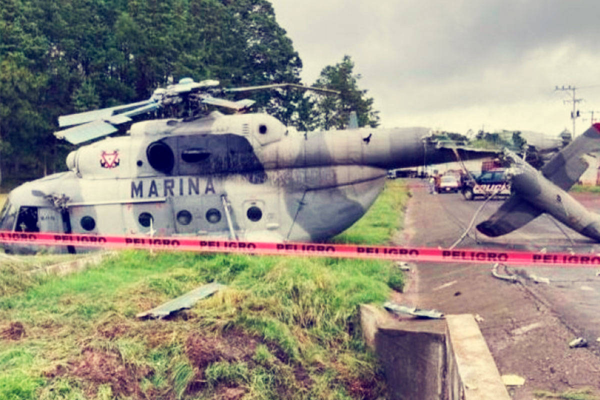 Se desploma helicóptero de la Semar en Hidalgo