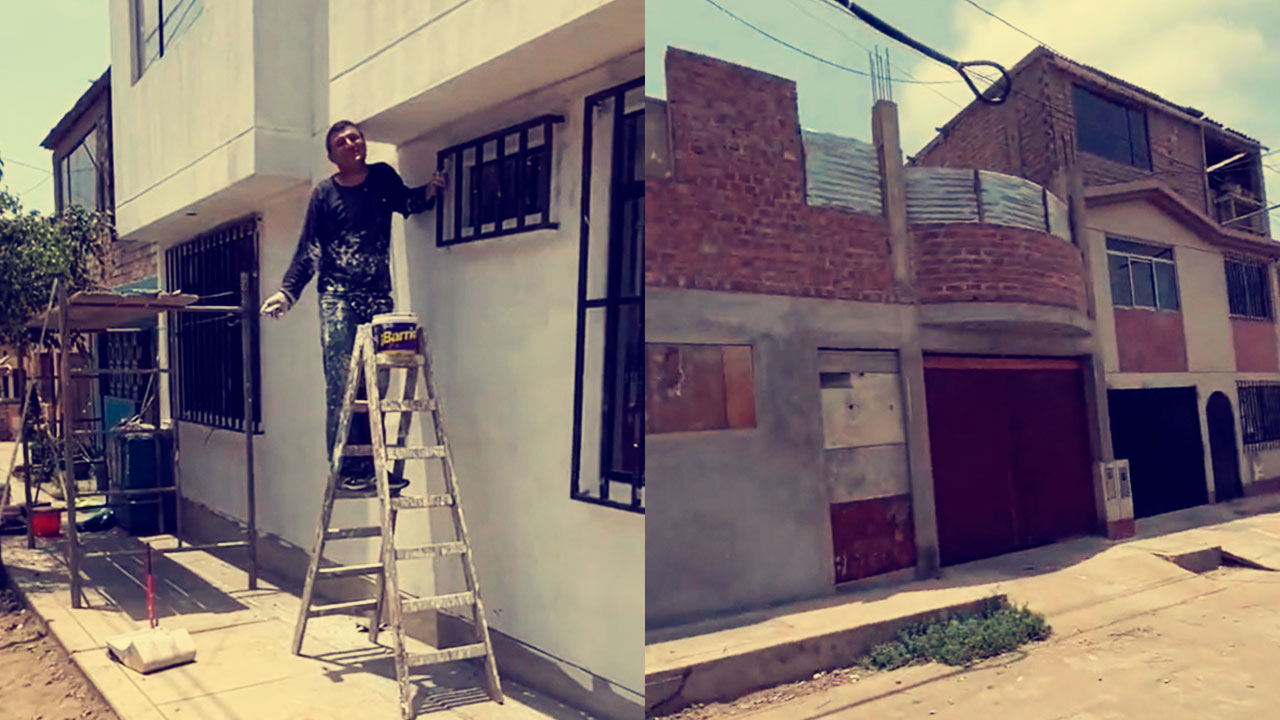Albañil pinta la casa del vecino y se lleva una regañada