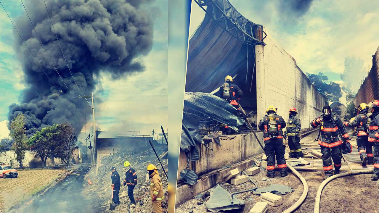 Incendio en una maderería provocó cierres en la carretera Puebla-Atlixco