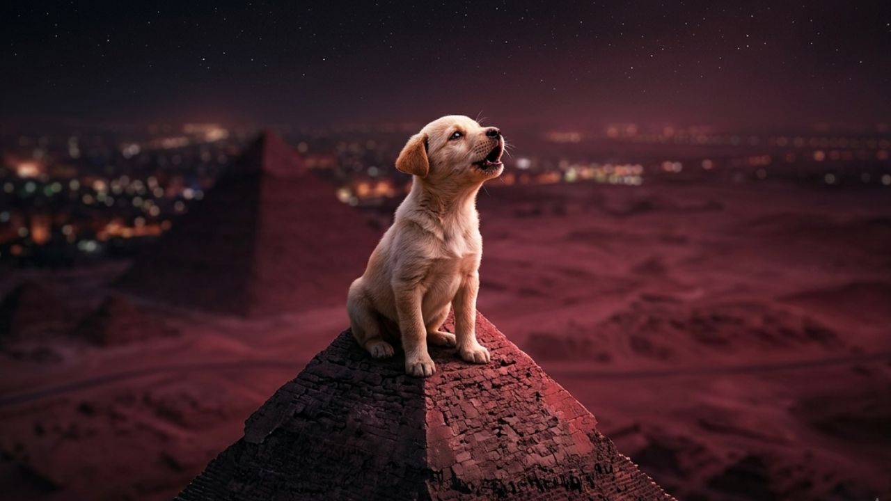 Perrito sorprende al mundo desde la cima de la Gran Pirámide de Giza