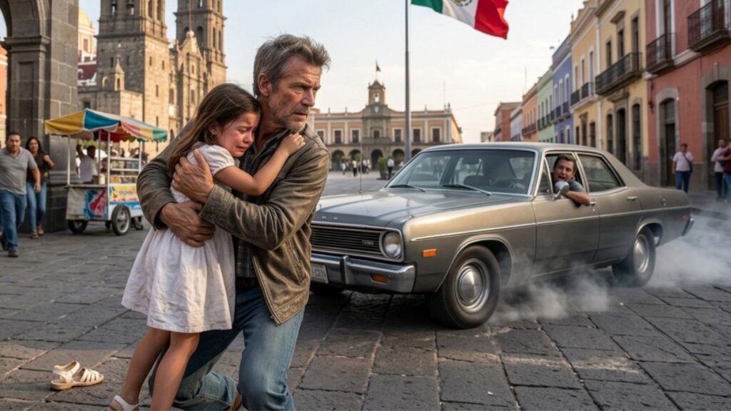 Hombre salva a niña de ser atropellada en Puebla