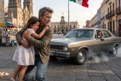 Hombre salva a niña de ser atropellada en Puebla